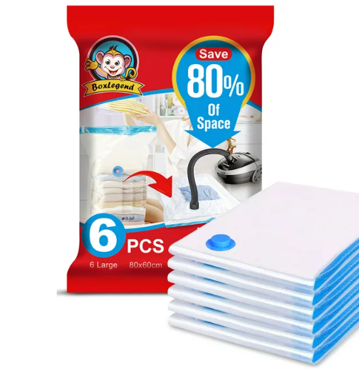 6 Pack Vacuum Storage Bags Compression Bags Vacuum Sealer Bags for Clothes