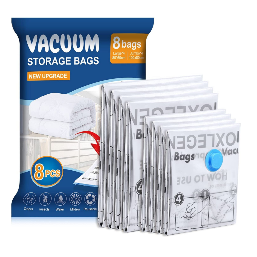 22 Space Saver Vacuum Storage Bags, Vacuum Sealed Storage Bags (4 Jumbo/6  Large/6 Medium/6 Small) with Hand Pump, Vacuum Seal Bags for Clothing