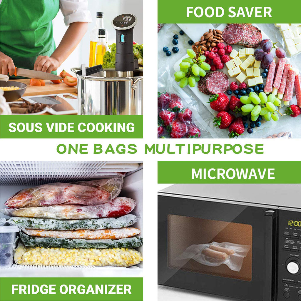 FoodVacBags 11 x 100' Bulk Vacuum Sealer Roll - Convenient Dispenser Box  with Cutter - Commercial Grade Food Saver Bag Roll - Ideal for Sous Vide
