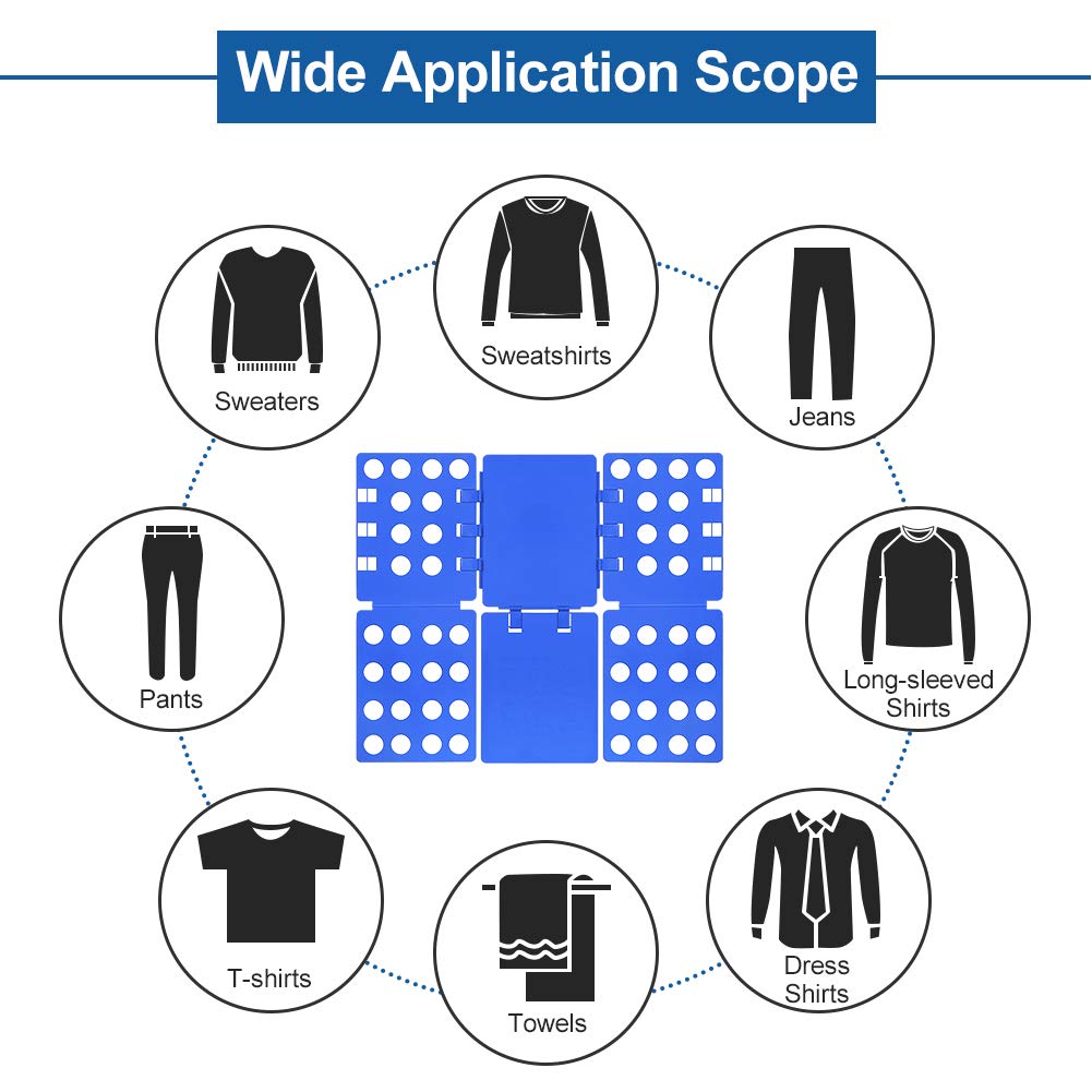 Buy Blue Adjustable Heavy Duty Clothes Folder, Organizer T Shirt Flip Fold,  Folding Board, Fast Laundry Folder Clothing, Clothing Flip fold Box at  ShopLC.