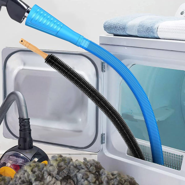 Boxlegend2 Pieces Dryer Vent Cleaner Kit, Dryer Lint Vacuum Attachment and Flexible Dryer Lint Brush, Vacuum Hose Attachment Brush, Blue(V1+Brush)