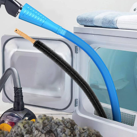 Boxlegend2 Pieces Dryer Vent Cleaner Kit, Dryer Lint Vacuum Attachment and Flexible Dryer Lint Brush, Vacuum Hose Attachment Brush, Blue(V1+Brush)