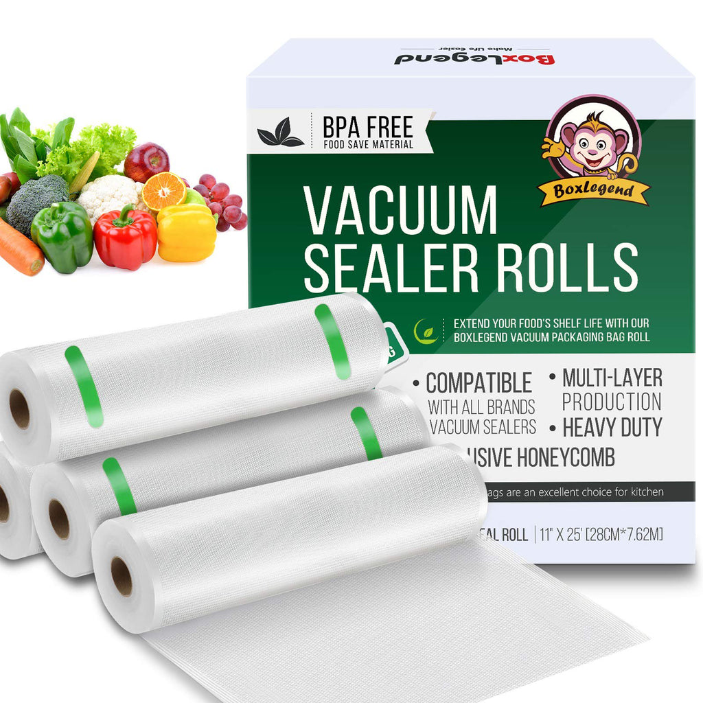 Boxlegend vacuum Sealer Bags 11 x 25' Rolls 4 Pack for Foodsaver, Sea –  BoxLegend